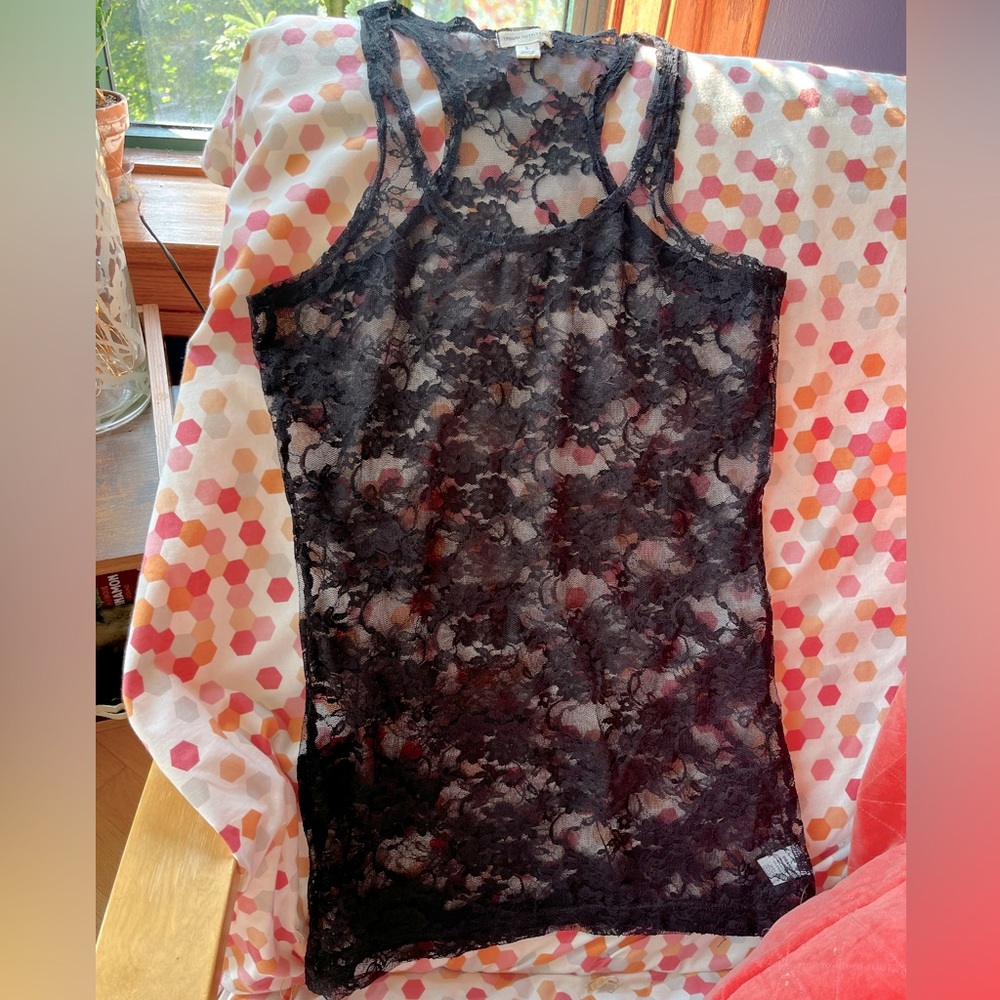 Sheer racer back tank top